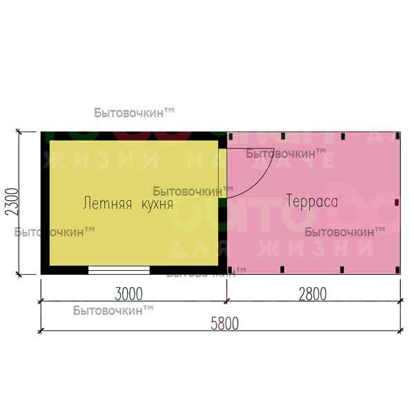 Летняя кухня из бытовки с верандой планировка